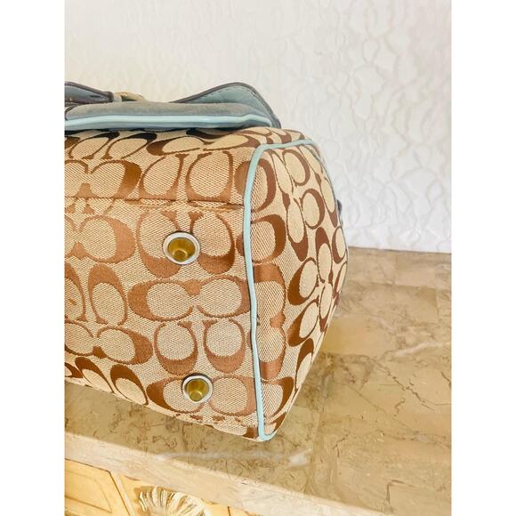 COACH 7064 brown and blue Boston satchel bag - Picture 13 of 14